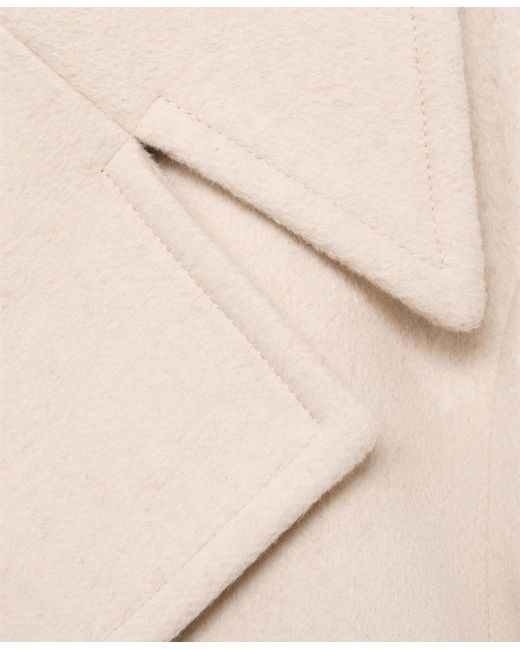 Mango Natural Double-breasted Wool Blend Coat