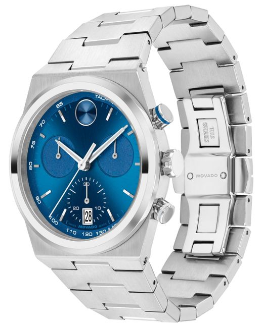 Movado Blue Bold Quest Swiss Quartz Chrono Stainless Steel Watch 42mm for men
