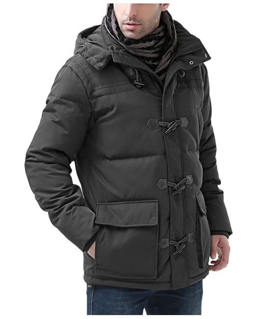 Moderm Black Men Hooded toggle Down Parka Coat for men