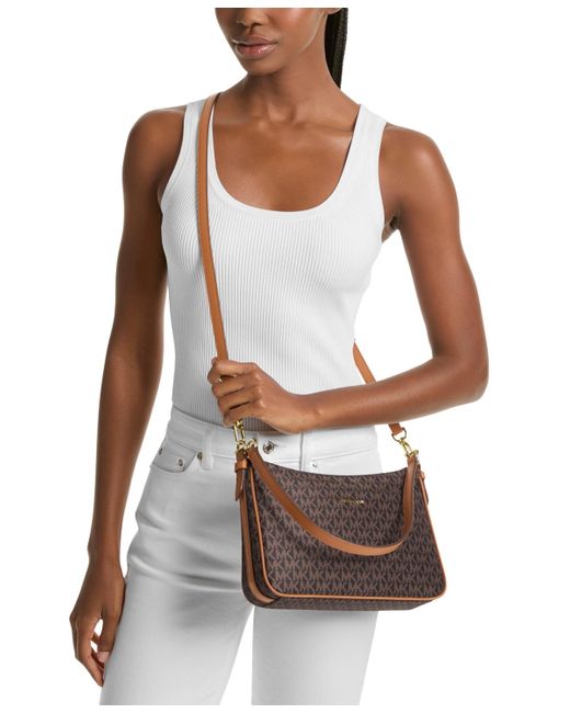Michael Kors Brown Michael Jet Set Small Top Zip Pochette Crossbody