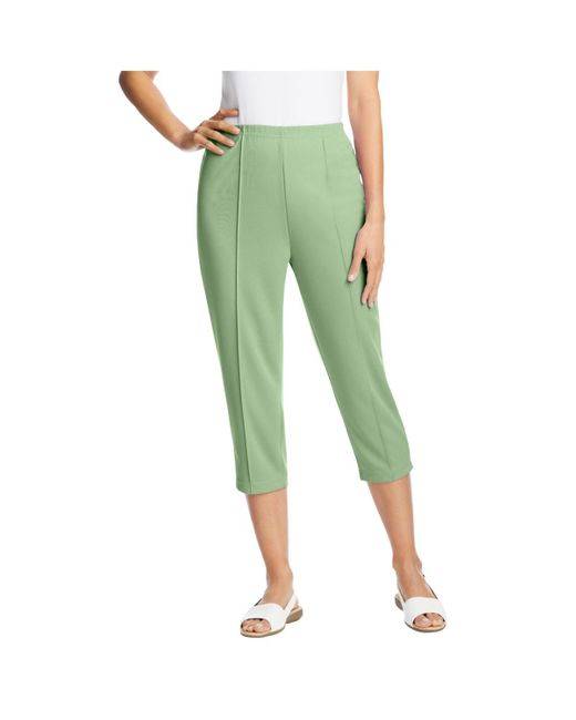 Woman Within Green Plus Size The Hassle-free Soft Knit Capri