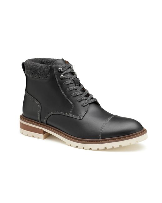 Johnston & Murphy Black Barrett Cap Toe Boots for men