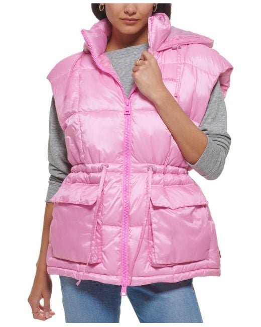 Levi's Synthetic Hooded Anorak Puffer Vest in Baby Pink (Pink) Lyst