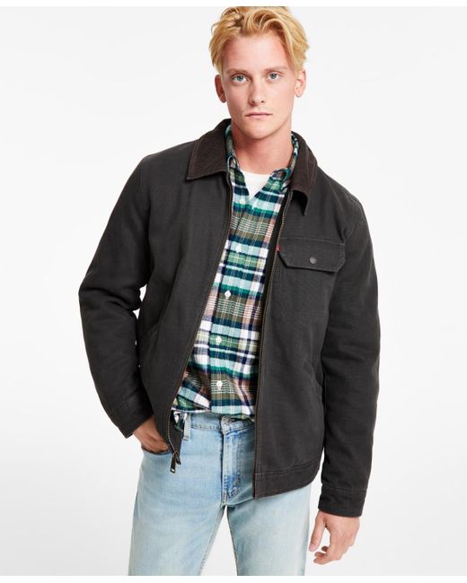 Levi's Black Cotton Canvas Zip-front Utility Jacket for men
