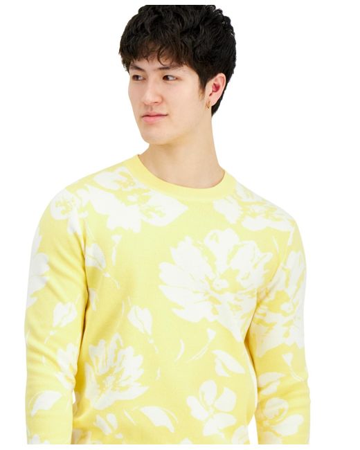 INC International Concepts Yellow Cotton Crewneck Sweater for men
