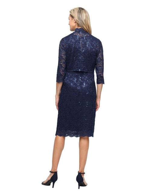 Sl Fashions V-neck Sheath Jacket Dress in Blue | Lyst Sl Fashions V-neck Sheath Jacket Dress in Blue | Lyst