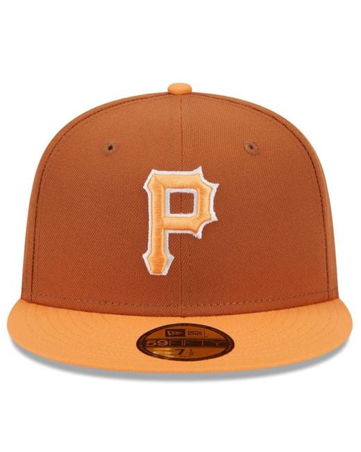 KTZ Brown/orange Pittsburgh Pirates Spring Color Basic Two-tone 59fifty Fitted Hat for men