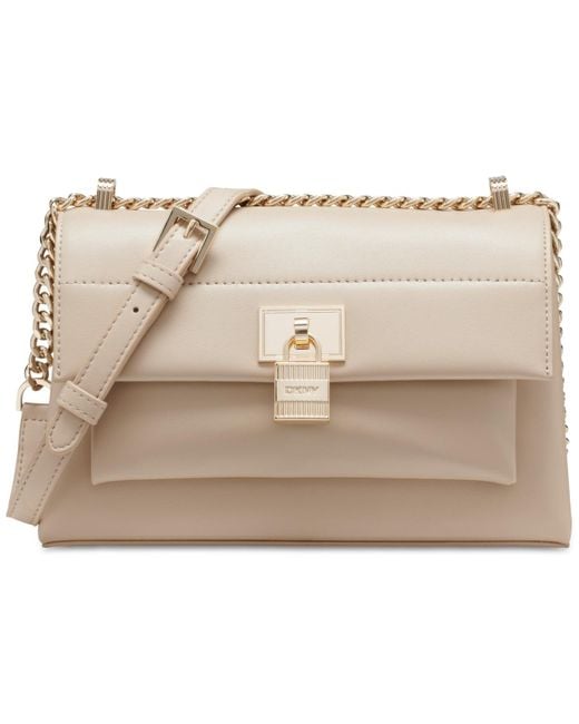 DKNY Natural Evie Small Leather Flap Crossbody