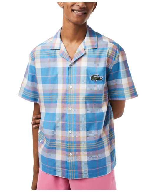 Lacoste Heritage Relaxed-fit Short-sleeve Plaid Shirt in Blue for Men | Lyst