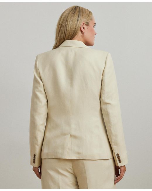 Ralph Lauren Natural Plus Size Linen-blend Twill Blazer