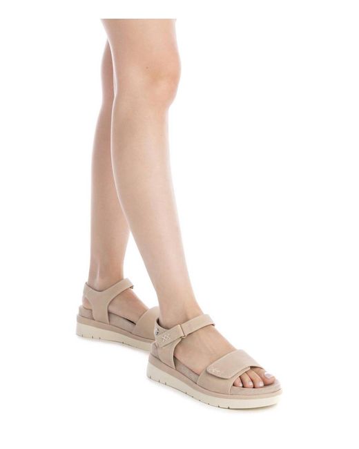 Xti Natural Suede Flat Sandals By