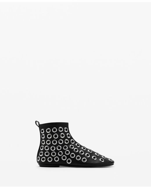 Mango White Eyelets Leather-effect Ankle Boots