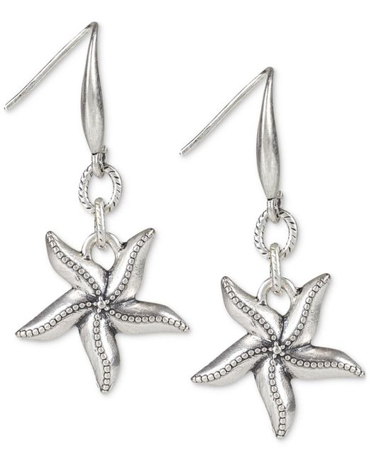 Patricia Nash Metallic Silver-tone Seashore Starfish Drop Earrings