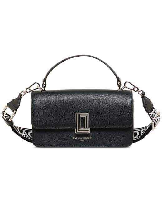 Karl Lagerfeld | Women's Simone Long Flap Crossbody Bag | Black/silver