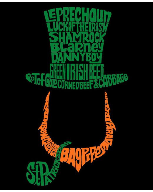 LA Pop Art Black Premium Blend Leprechaun Word Art Graphic T-shirt for men