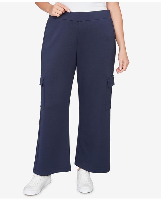 Ruby Rd Pants Ruby Rd. Plus Size Luxe Knit Cargo Ankle Pants in Blue | Lyst