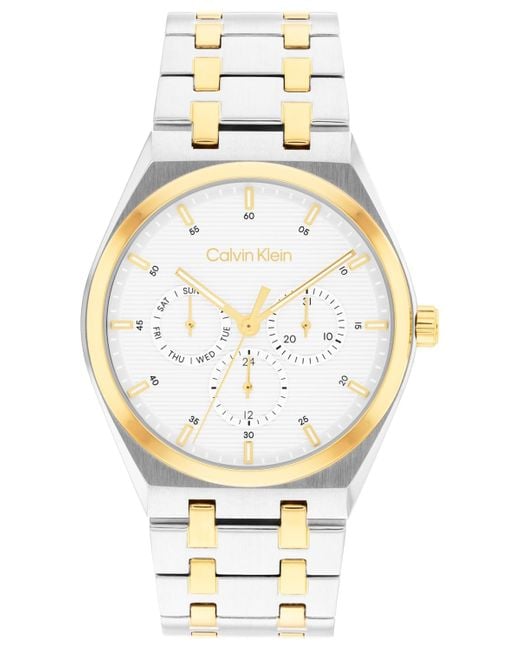 Calvin Klein Metallic Ck Motion Two Tone Stainless Steel Bracelet Watch 39mm for men