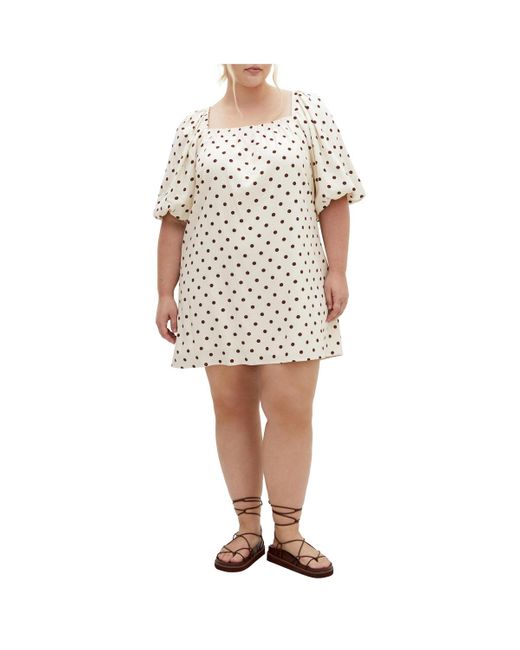 City Chic White Plus Size 100% Linen Chrissy Print Dress
