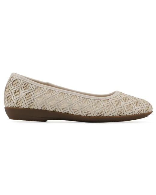 White Mountain White Cariann Ballet Round Toe Flats