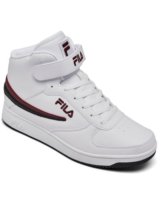 Fila White A-high Stay-put Closure High Top Casual Sneakers From Finish Line for men