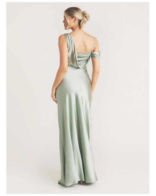 Six Stories Asymmetric Bardot Satin Bridesmaid Dress in Green | Lyst Six Stories Asymmetric Bardot Satin Bridesmaid Dress in Green | Lyst