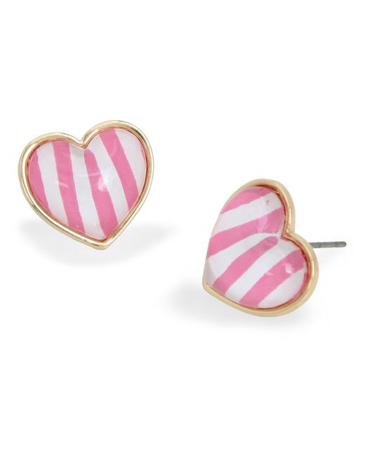 Betsey Johnson Pink Heart Stud Earrings