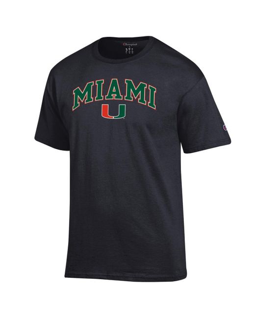 Champion Black Miami Hurricanes Arched Logo T-shirt for men