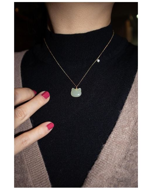 seree Metallic Choupette — Cat Jade Pendant Necklace