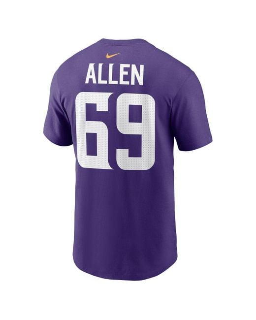 Nike Purple Jared Allen Minnesota Vikings Retired Player Name Number T-shirt