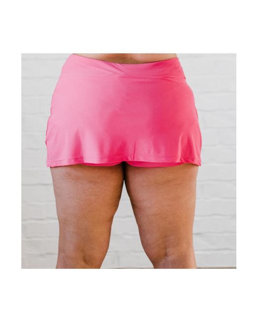 Calypsa Pink Plus Size Short Swim Skort