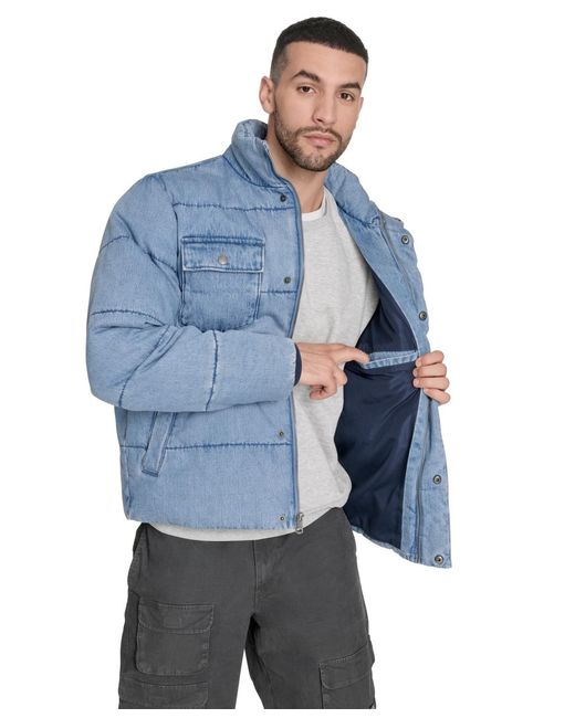 Levi's Blue Denim Quilted Puffer Jacket for men
