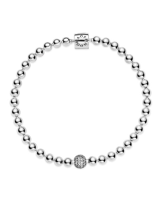 Pandora Metallic Sterling Beads Pave Bracelet
