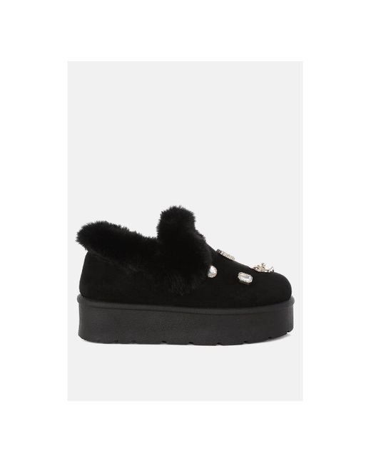 LONDON RAG Black Zeta Charm Detail Slip On Snow Boots