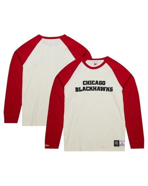 Mitchell & Ness Red Chicago Blackhawks Legendary Slub Vintage-like Raglan Long Sleeve T-shirt for men