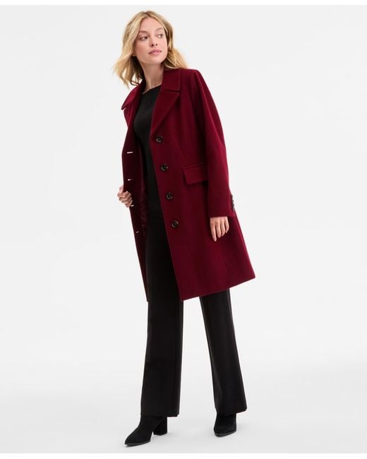 Anne Klein Red Single-breasted Walker Coat