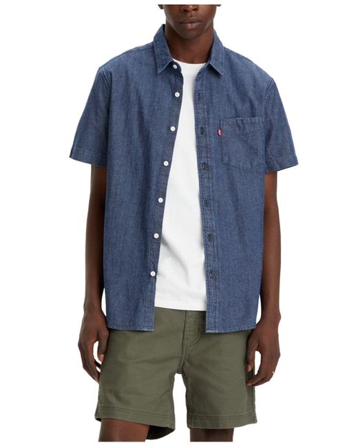 Levi's Classic 1 Pocket Short Sleeve Regular Fit Shirt in Blue for Men |  Lyst