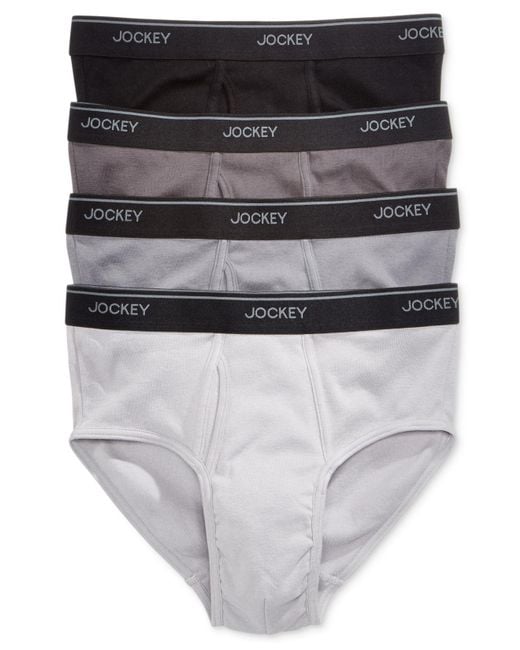 Jockey Gray 4 Pack Essential Fit Staycool + Cotton Briefs for men