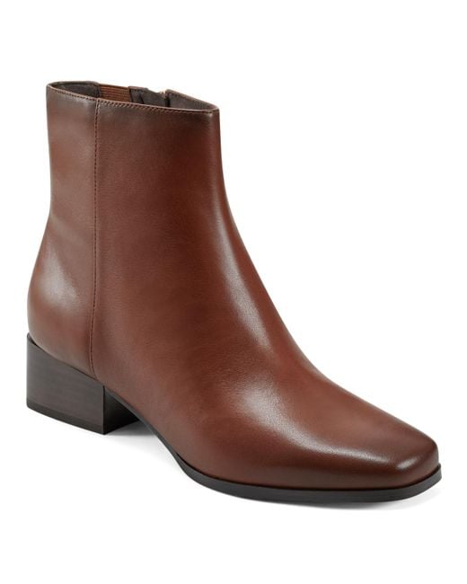 Easy Spirit Women's Brown Eflex Sidney Block Heel Square Toe Dress