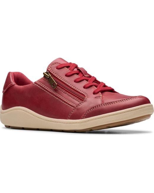 Clarks Red Bryianne Bayla Round Toe Sneakers