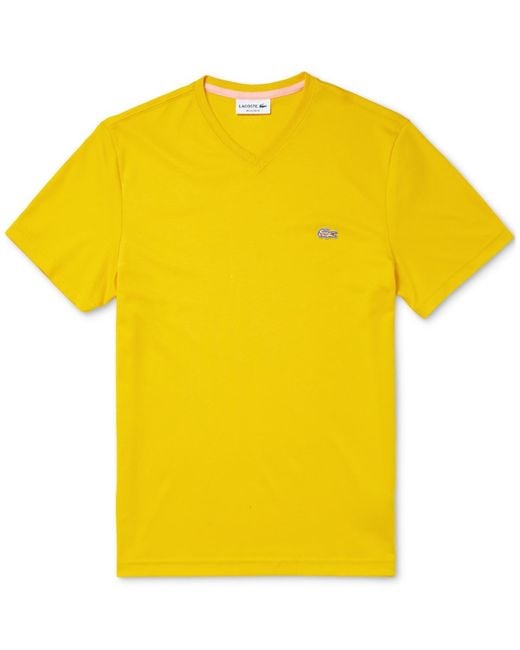 Lacoste Short Sleeve V-neck Logo T-shirt in Yellow for Men | Lyst
