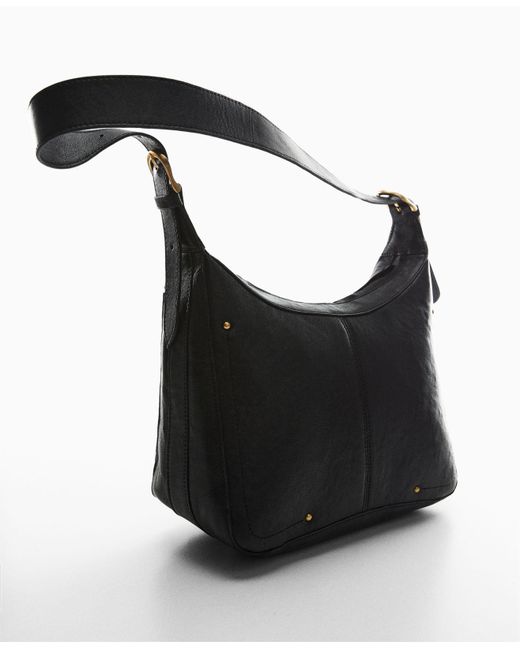 Mango Leather Shoulder Bag in Black Lyst