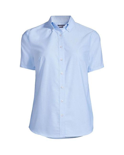 Lands' End Blue School Uniform Short Sleeve Oxford Dress Shirt