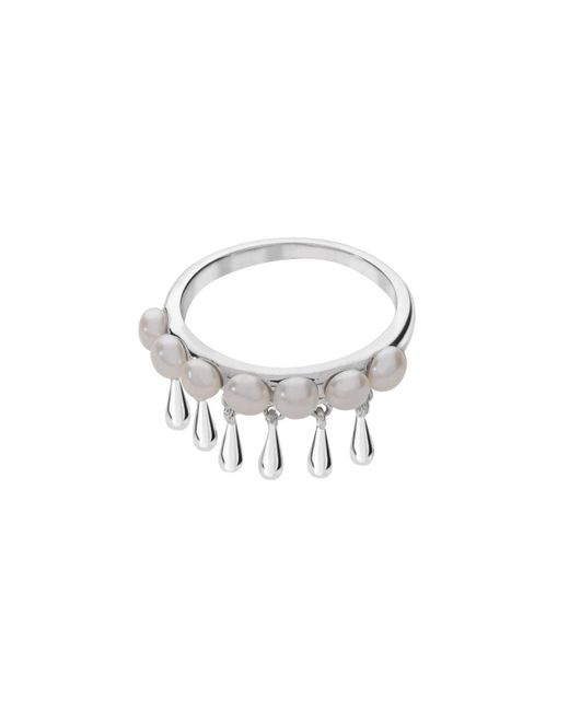 Lucy Quartermaine White Royal Pearl Drop Ring Size T