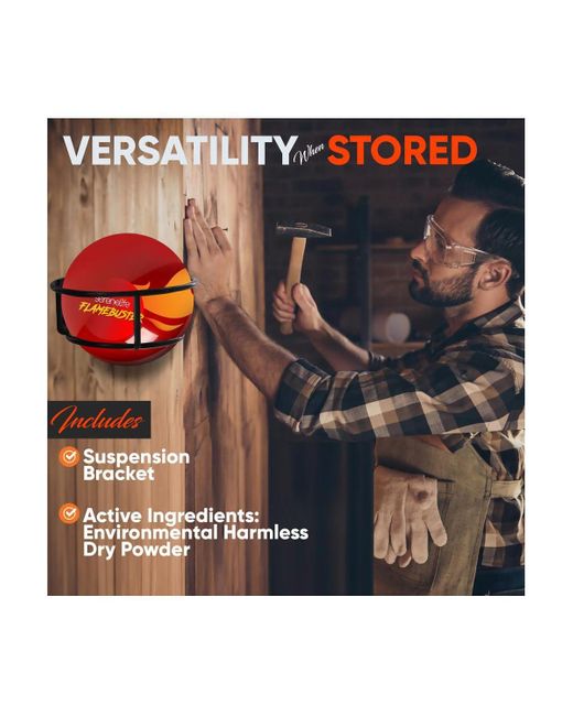 SereneLife Red Automatic Fire Ball Extinguisher With Mounting Bracket