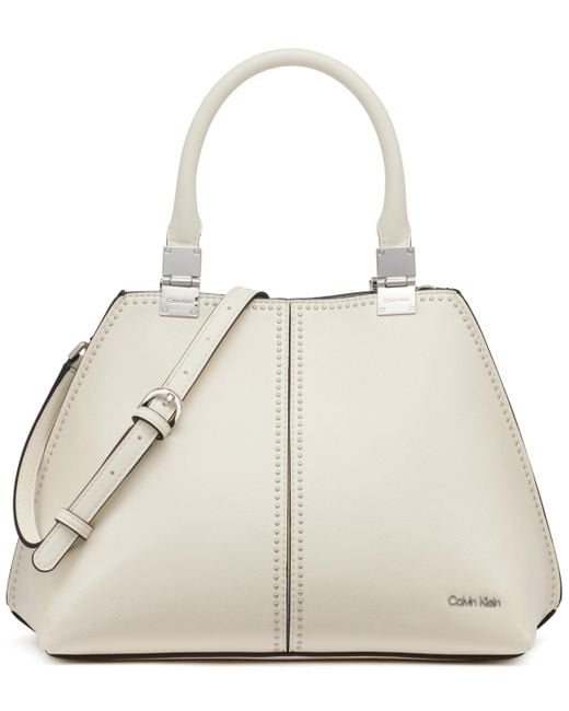 Calvin Klein Natural Granite Studded Convertible Satchel Bag
