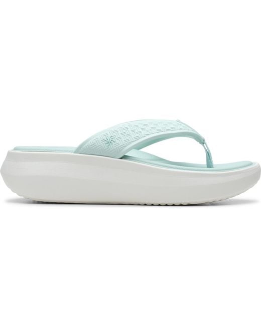 Clarks White Solevana Post Round Toe Sandals