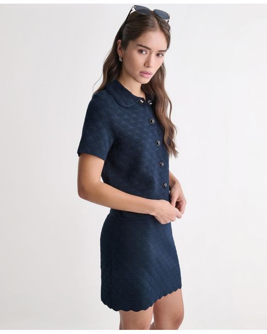 BCBGMAXAZRIA Blue Collared Button-front Jacket