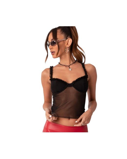 Edikted Black Mercy Sheer Mesh Bra Top