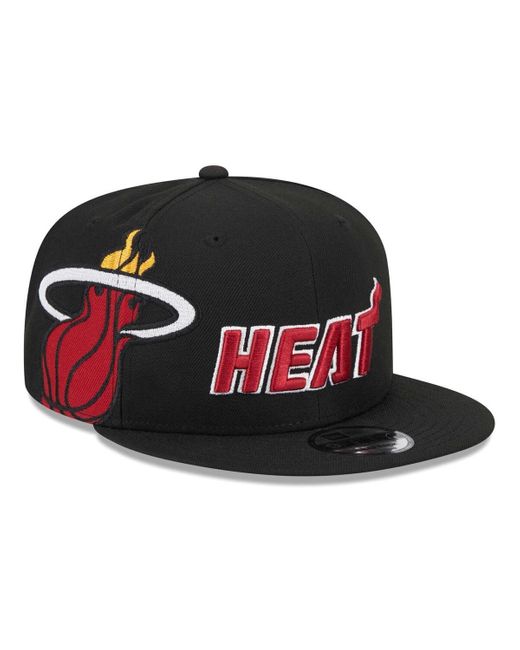 KTZ Black Miami Heat Side Logo 9fifty Snapback Hat for men