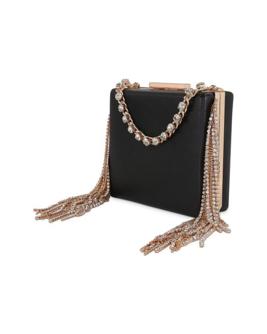 Badgley Mischka Black Woman's Ryker Crystal Fringed Box Clutch